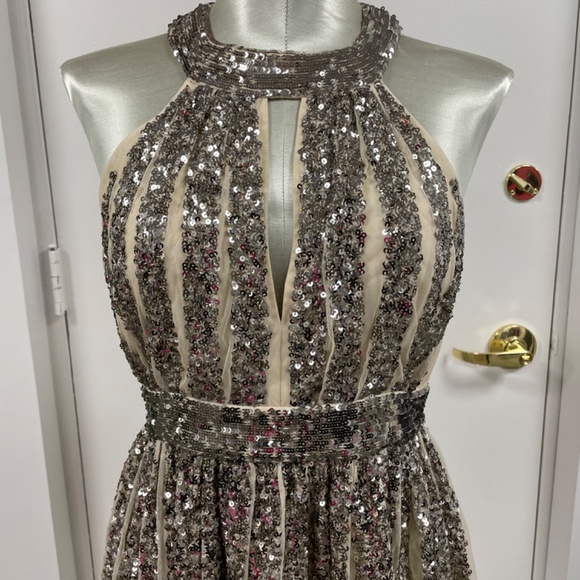 French Connection Gold Sequin Halter Neck Style 71MXO - Picture 7 of 8